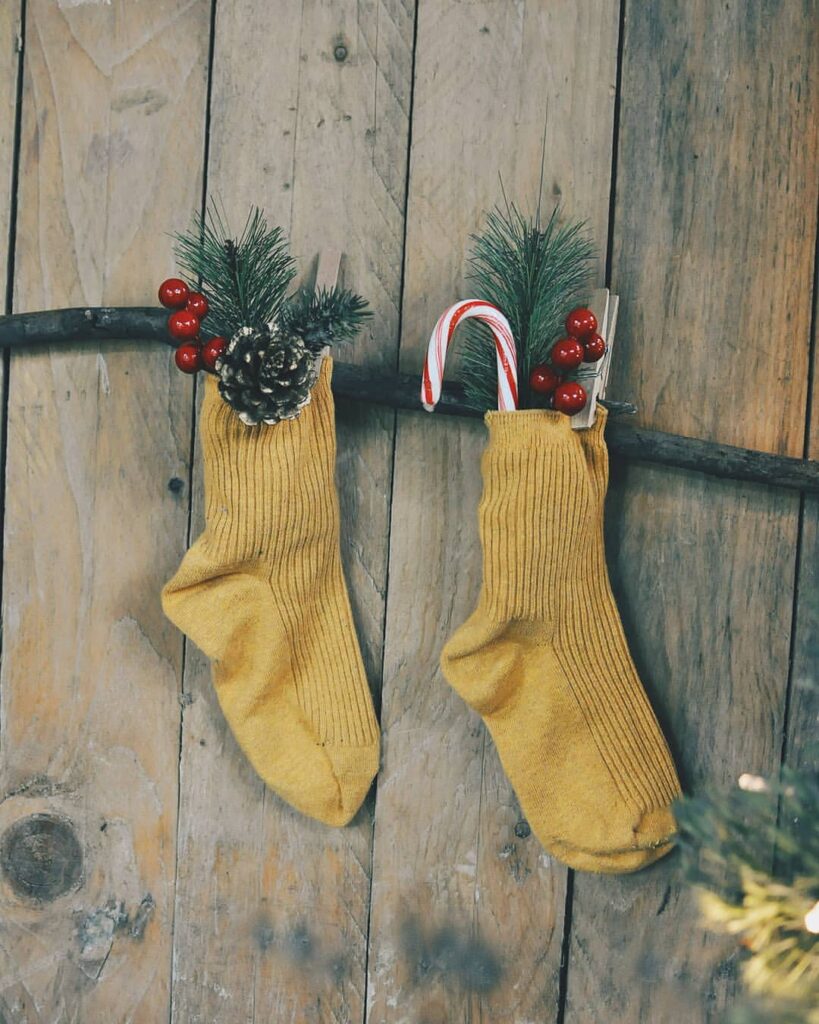 christmas photoshoot hanging socks
