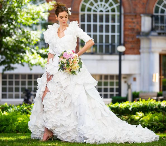 wedding dress made of masks