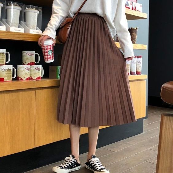 Pleated midi skirt korean fashion outfits