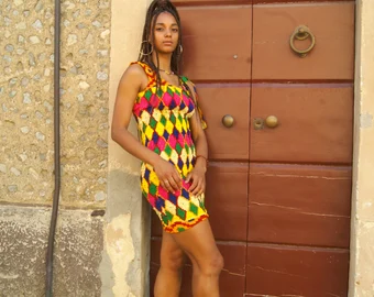 Ankara Short dresses stretch: