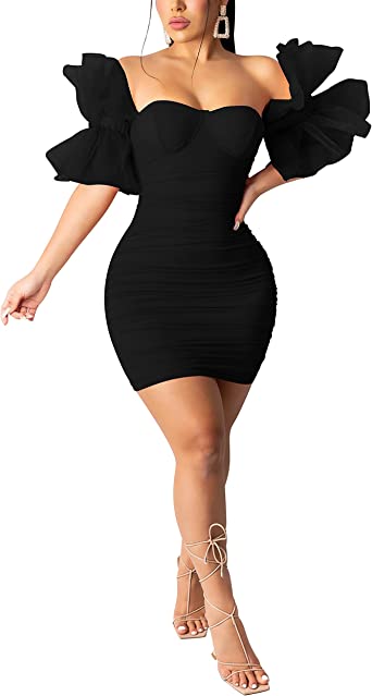 Hibshaby bodycon evening black mini dresses