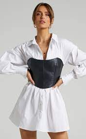 Corset on button down shirt