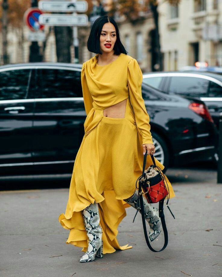 Animal Print Outfits #3. Python print midi boots: Tiffany Hsu 