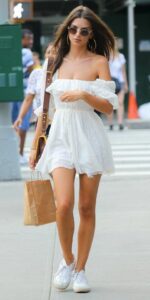 Ladies Fashion Trends in 2024 white dress and sexy sneakers