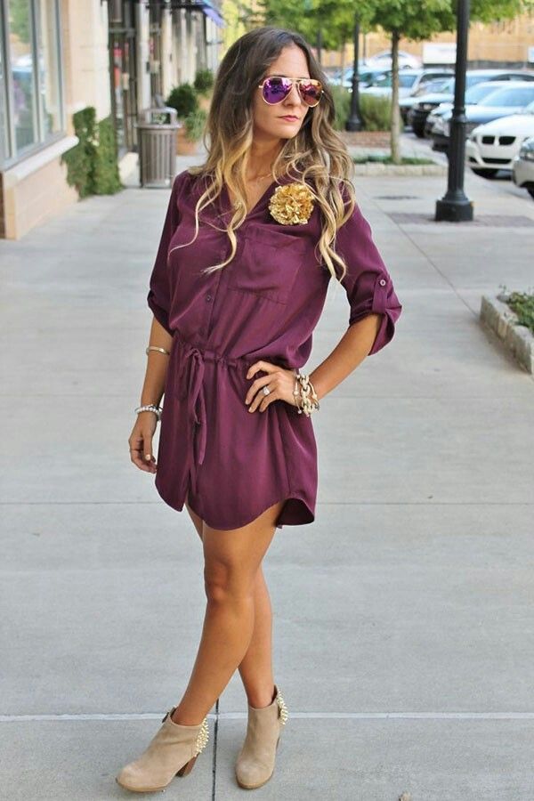 ankle boots shirt dress