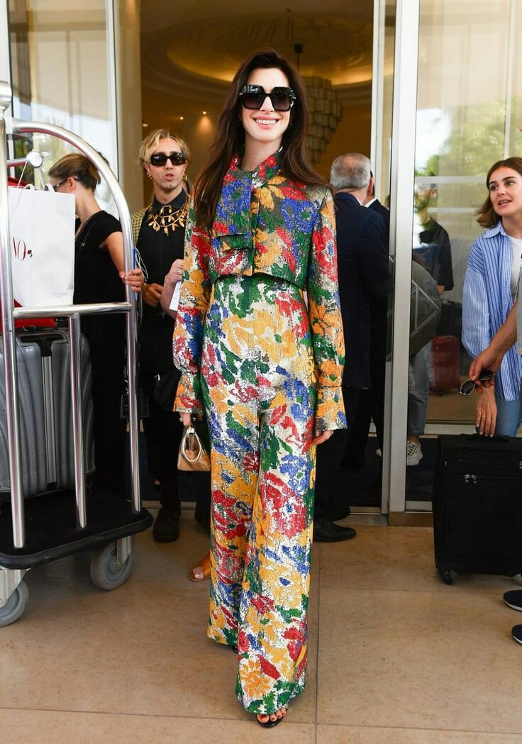 Anne Hathaway shines as she steps out in a colorful two-piece set during her Cannes red carpet 2022 