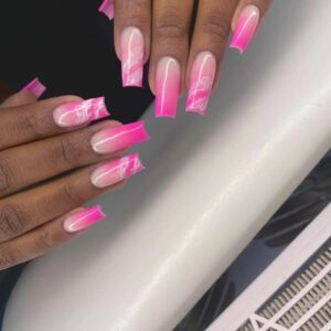 hot french nails pink