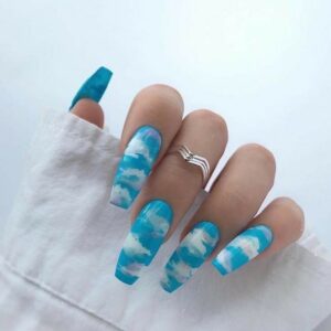 Blue French tip Nails hot and sexy
