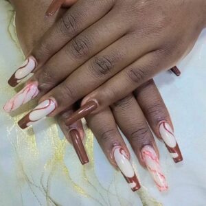 Brown French Tip Nails hot and sexy