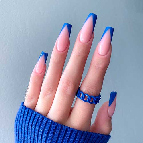 Blue French tip Nails sexy