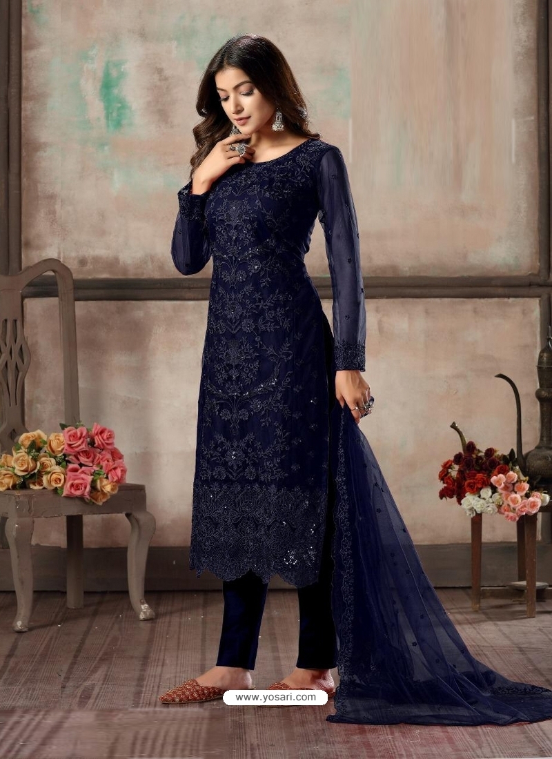 Navy Blue Designer Churidar Suits