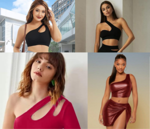 Fancy One Shoulder Crop Tops hot and sexy