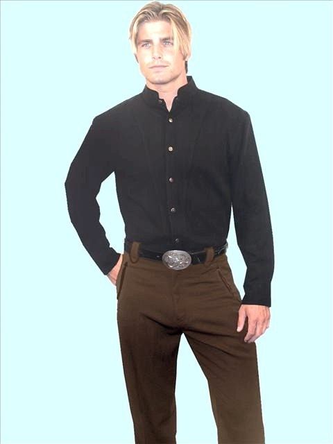 BLACK SHIRT WITH BROWN PANTS