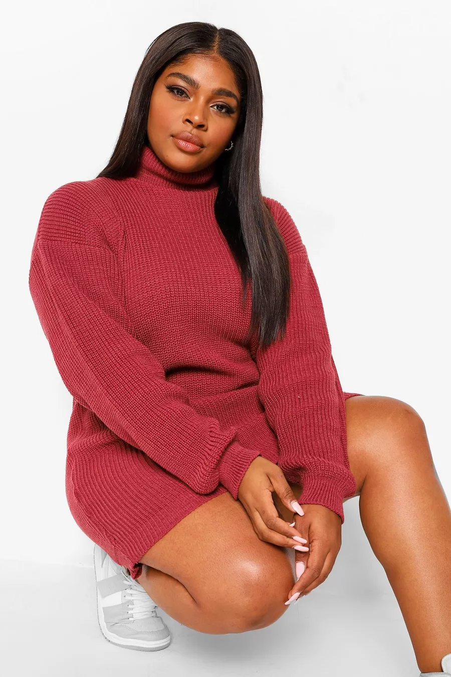 turtleneck Plus size Sweater Dress