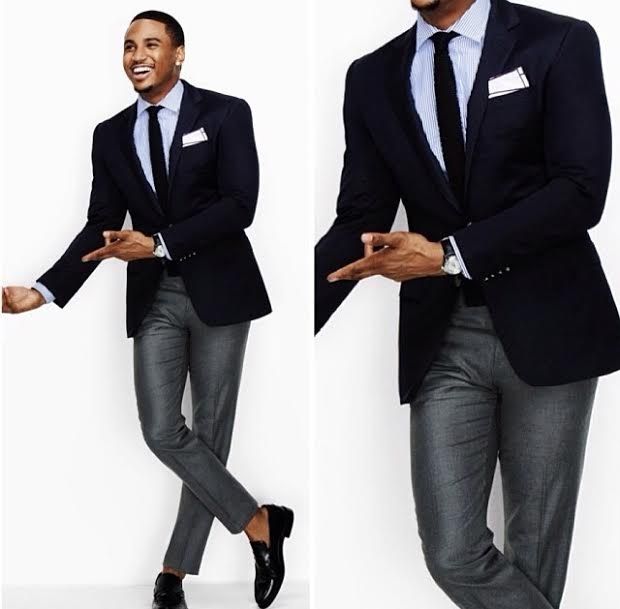 Gray Slacks + Navy Blazer = Great Suit Combo | Wedding suits men black, Blazer outfits men, Pants outfit men