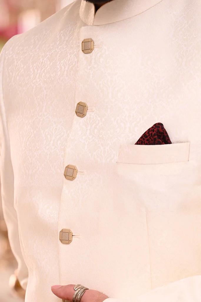 Cream Jamawar Prince Coat