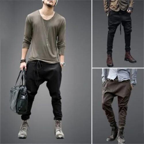 solid color loose tie pants