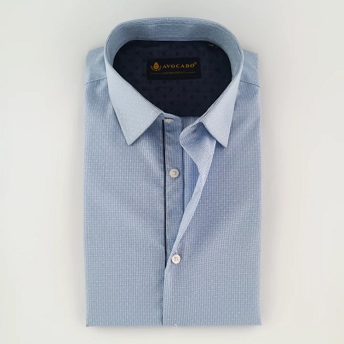 light blue gingham textured shirt
