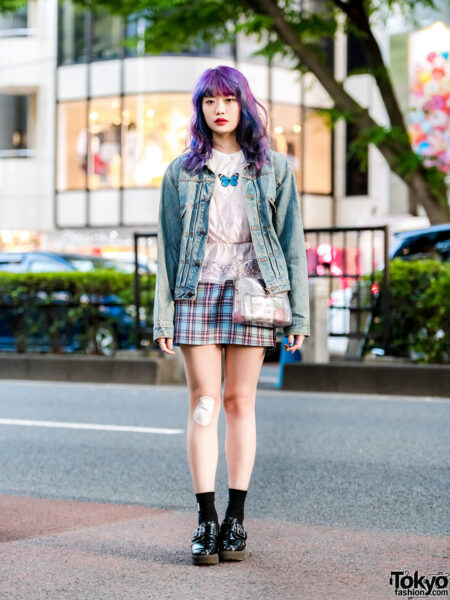 Denim Jacket and Plaid Skirts