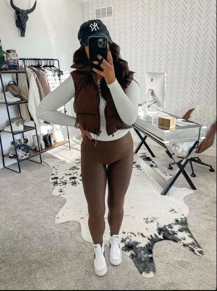 Make a Statement In a Brown Puffer Jacket