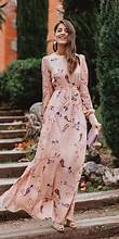 wedding guest gown pink print