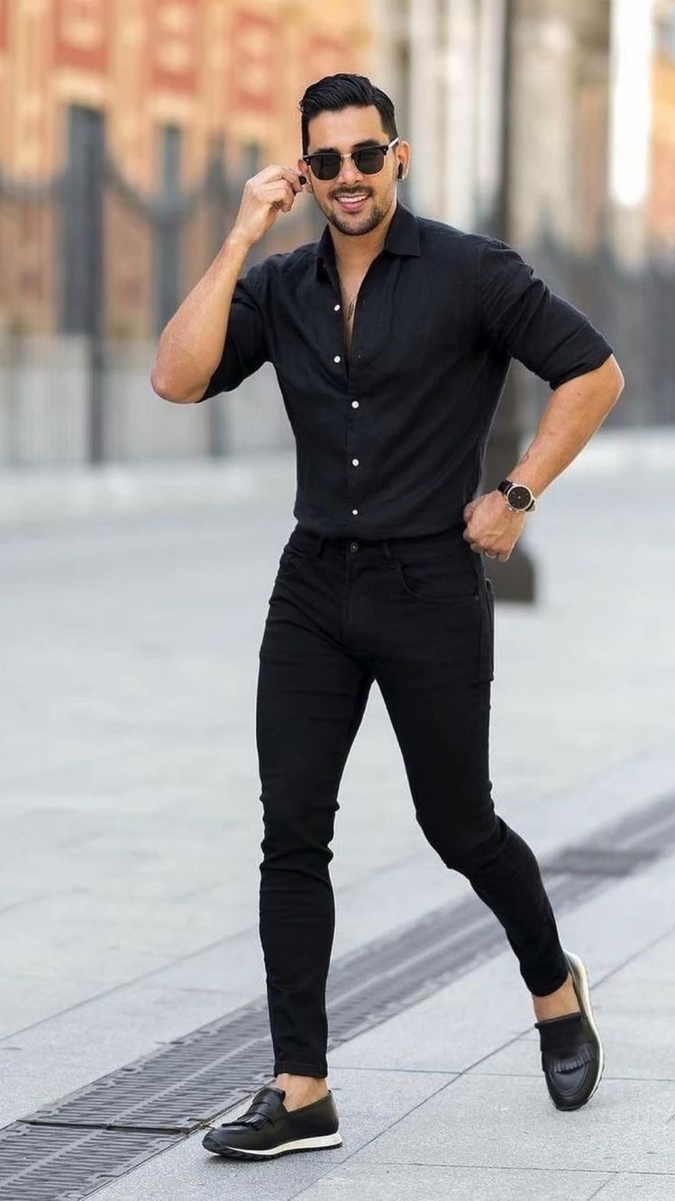 Black outfits casual man