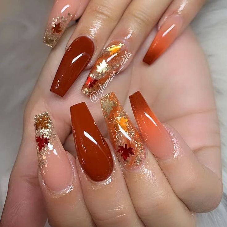 Autumn Leaves: Orange Fall Nail