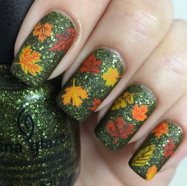 Woodland Creatures:  Orange Fall Nail