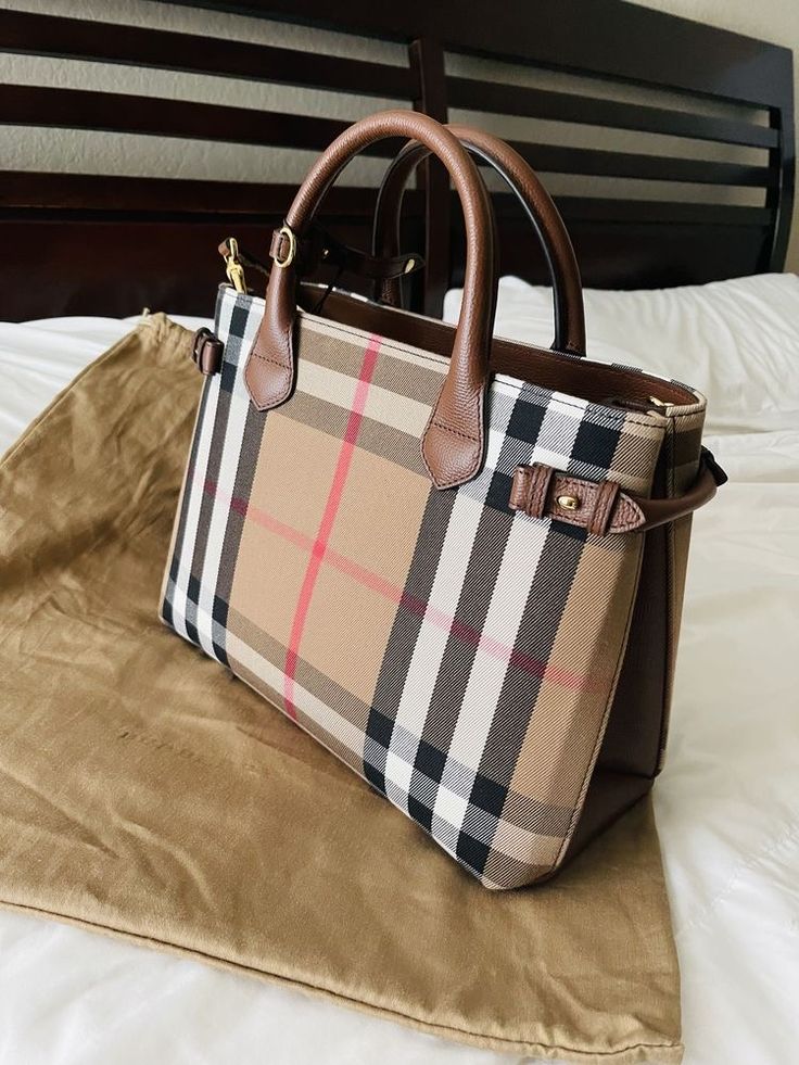 Burberry items leather tote bag