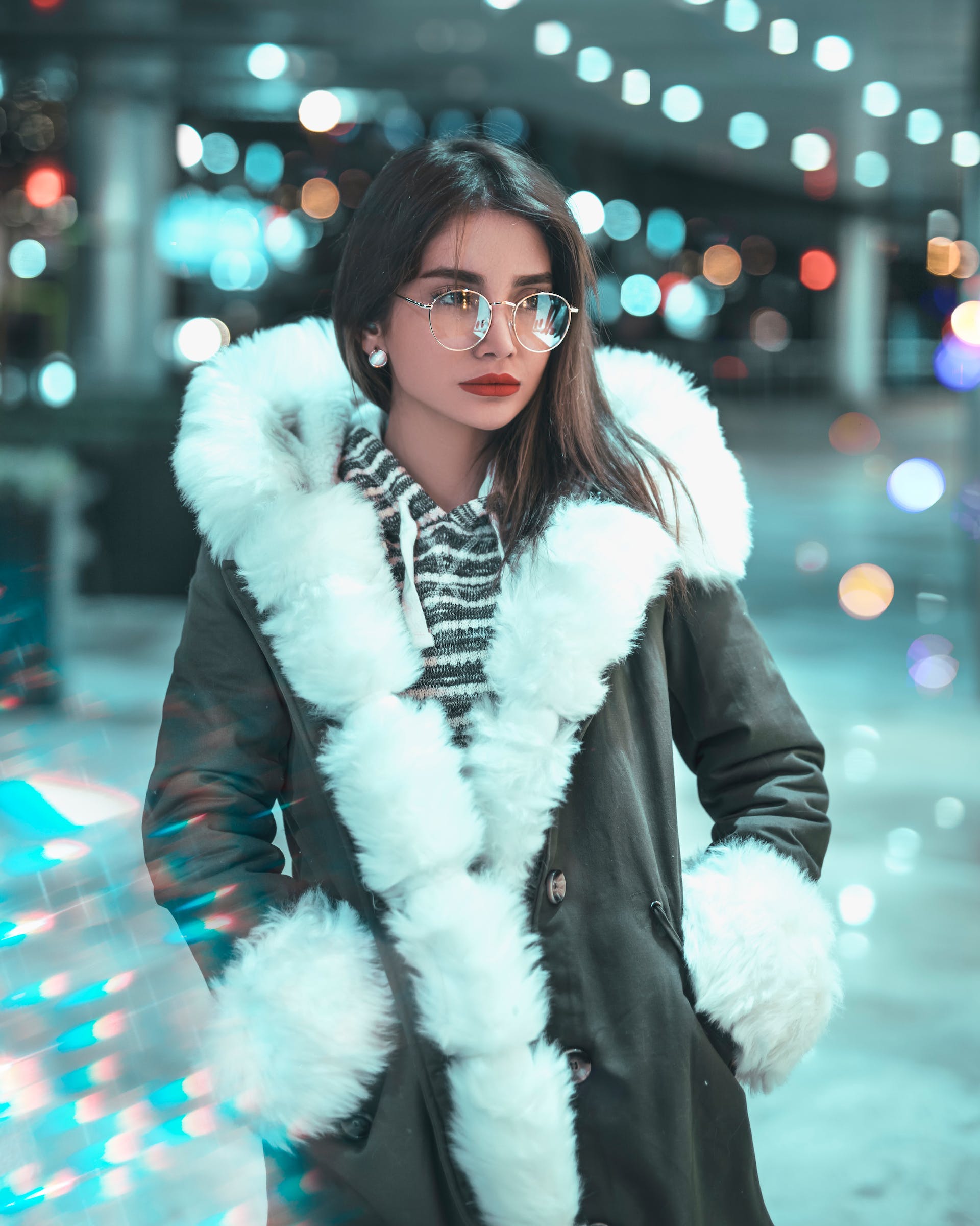Girl wearing Faux Fur coat