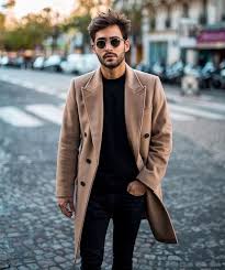 Man wearing camel hair coat