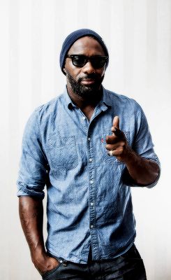 Idris Elba in denim shirt