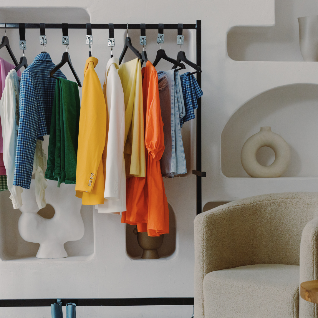 Capsule Wardrobe in a white room