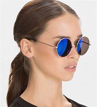 Circle glasses girl wearing blue tint round glasses