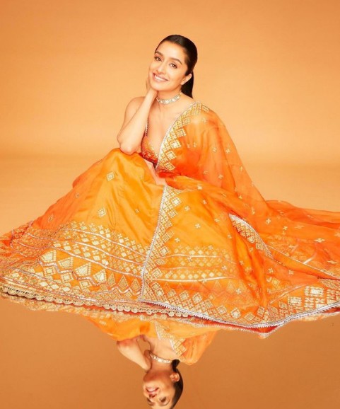Shraddha Kapoor in an orange lehenga