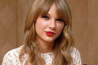 Taylor Swift's fashion evolution in red lipstick and white sweater