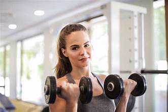 ladies workout girl with dumbells