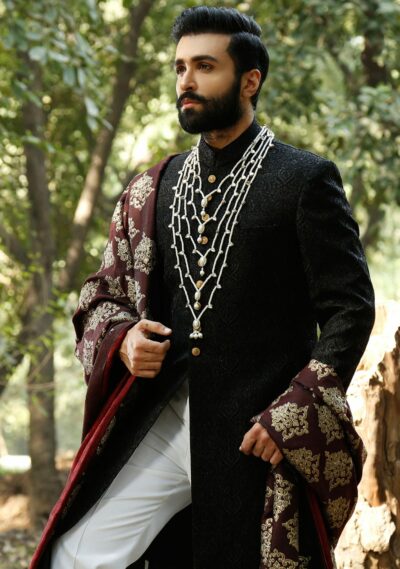 Black bridal sherwani
