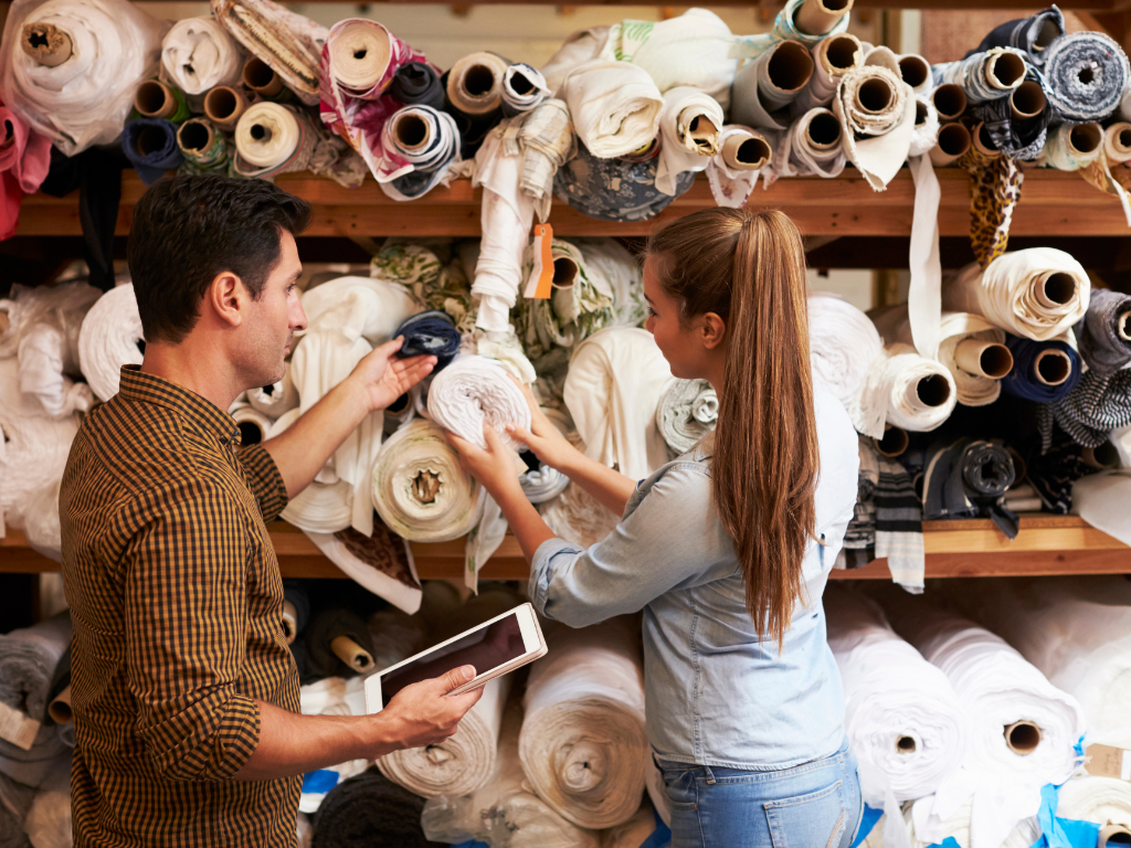 dressmaking process selecting material