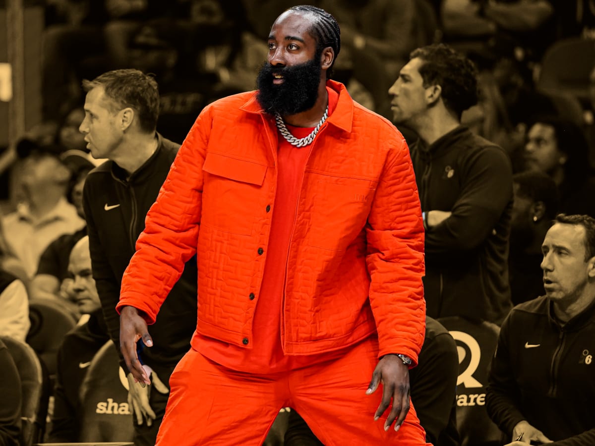 James Harden orange hoodie