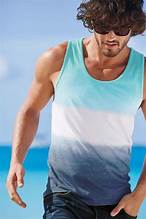 Beachwear for men man in tri colored tank top