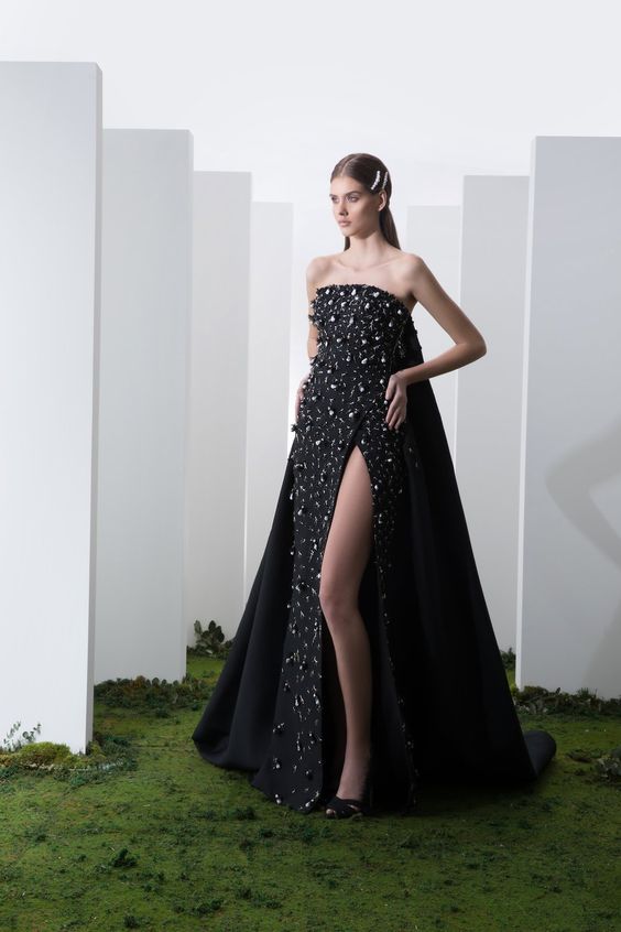 Glittering black dresses 