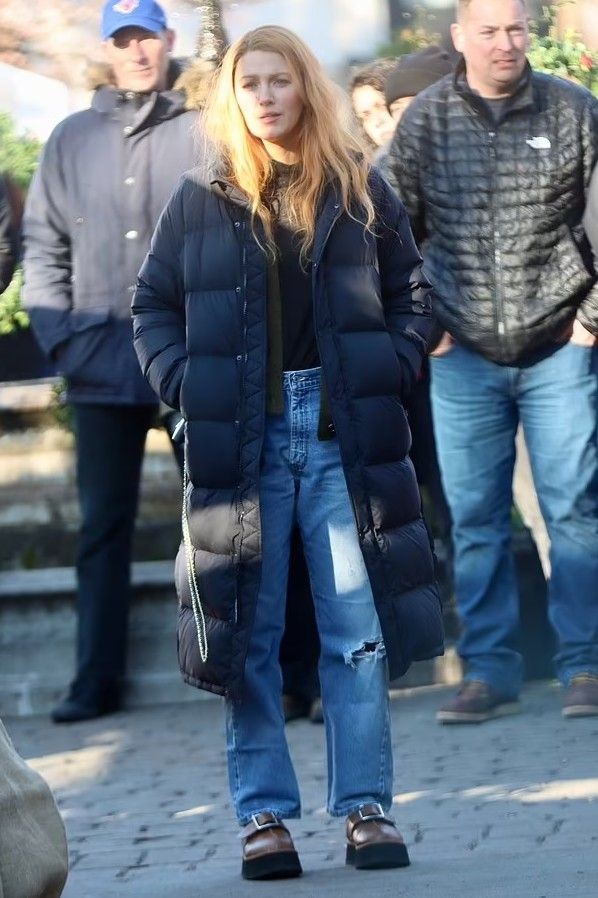 Blake Lively wearing Igg shoes and jeans 