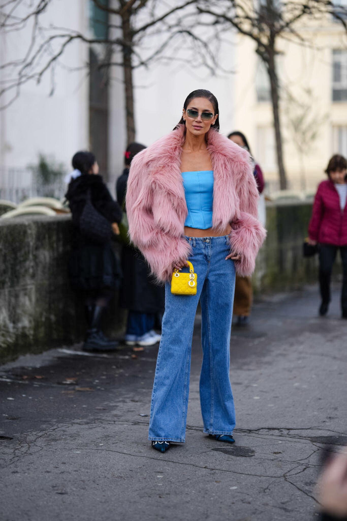 Low waisted flared jeans  Paris Haute Couture Week street style