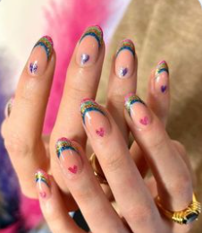 Rainbow Roulette Valentine's Day Nail Art