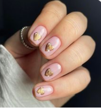 Heart Of Gold Valentine's Day Nail Art