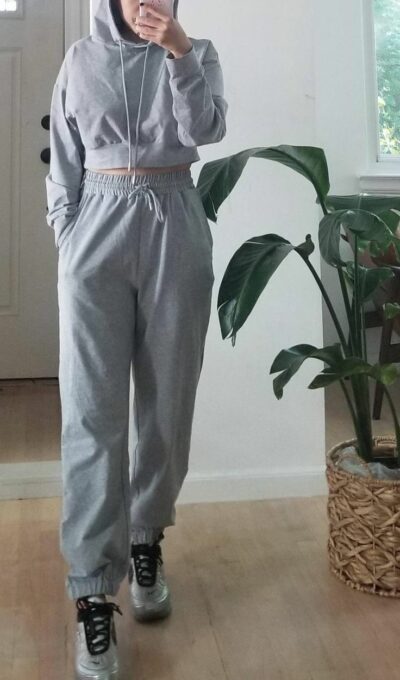 Layered Denim Jackets with Hoodies and Joggers