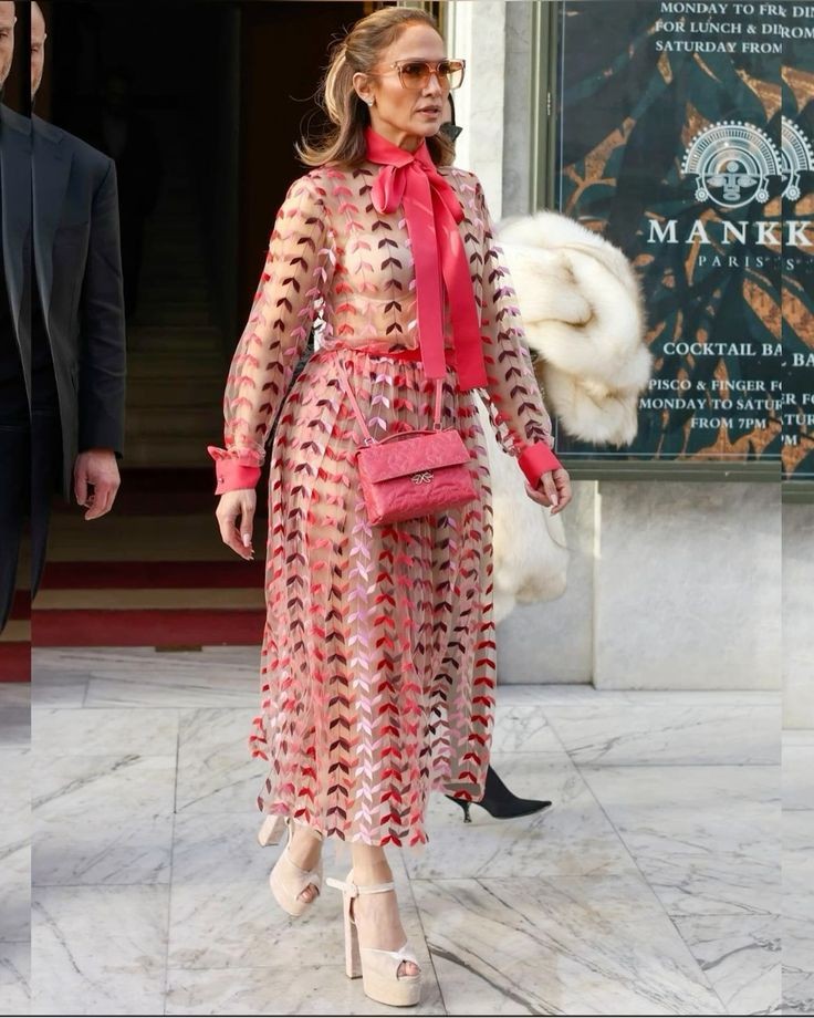Jennifer Lopez street style in Elie Saab
