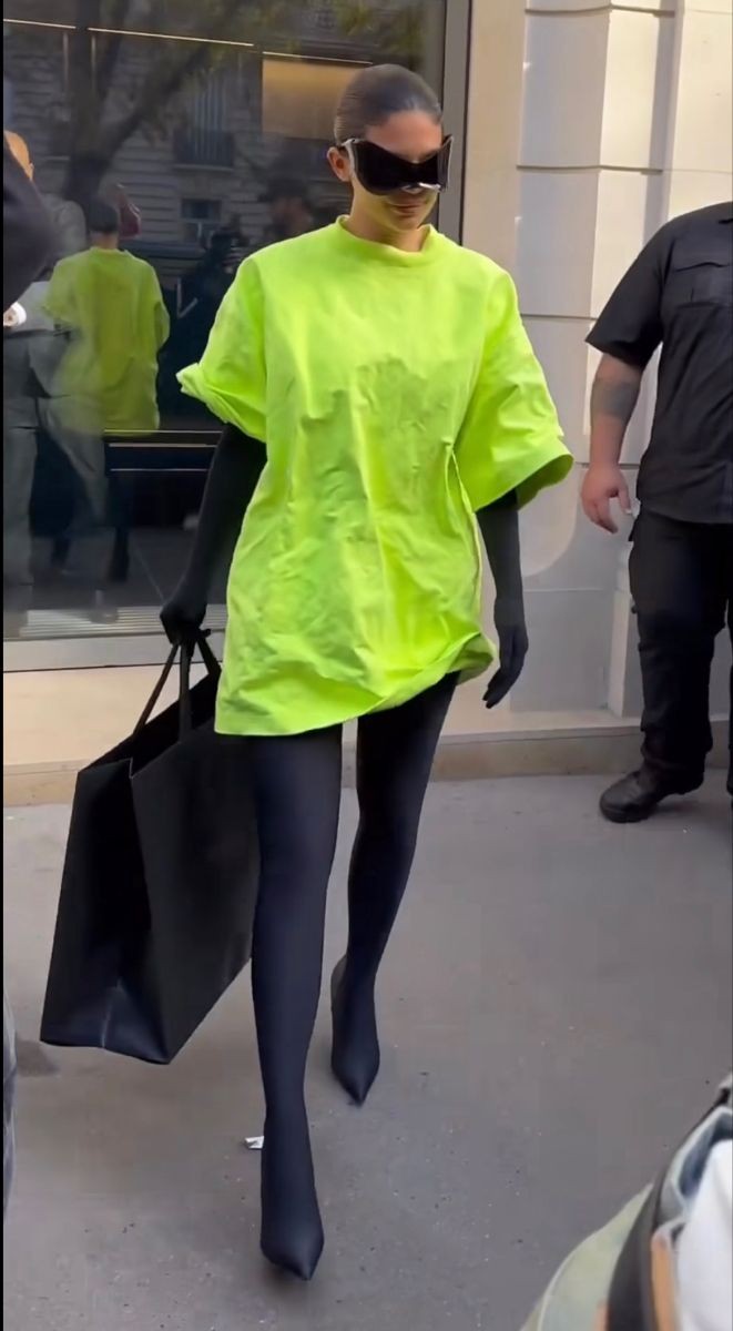 Neon Shirt Kylie Jenner Paris Fashion Week