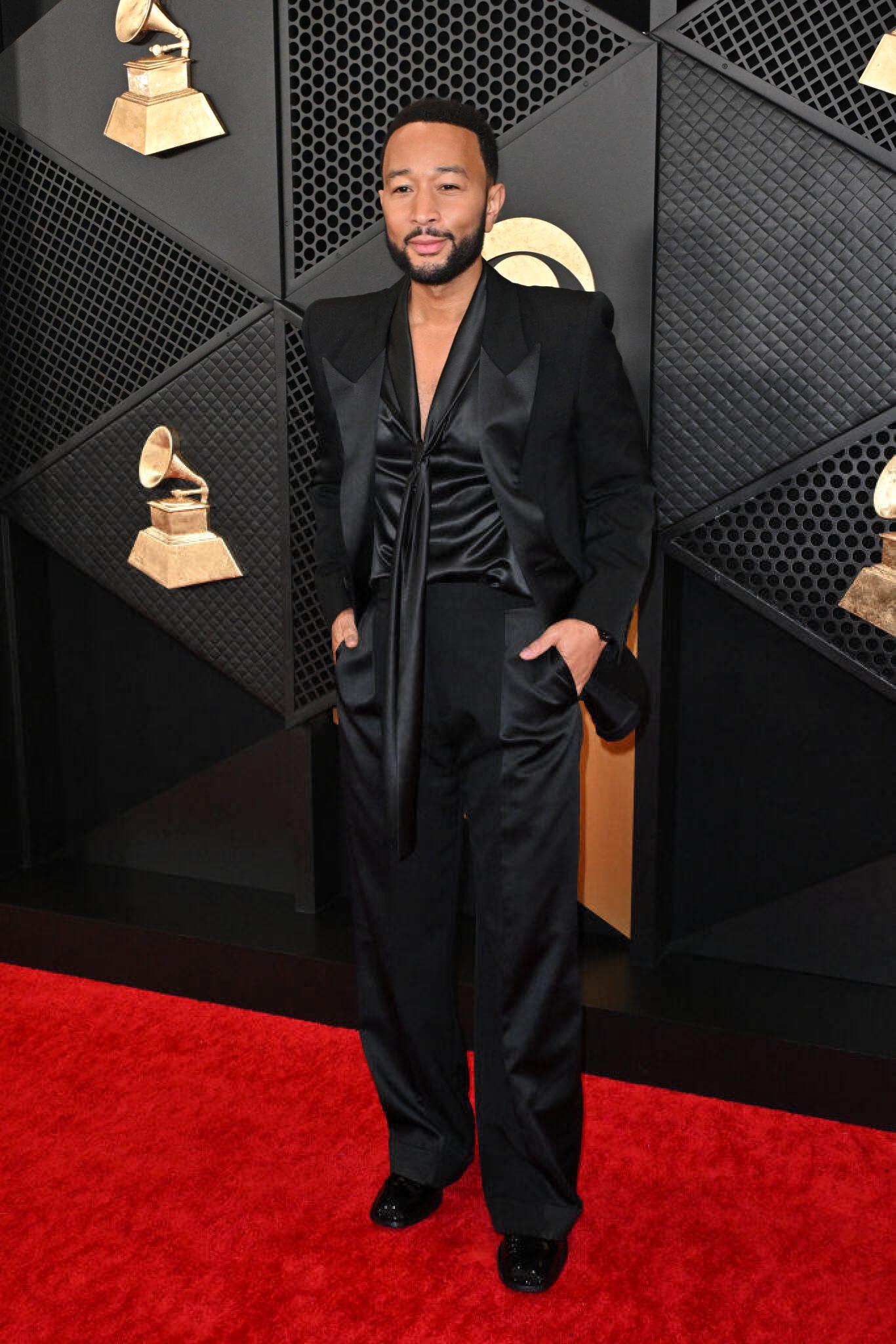 John Legend in Saint Laurent Grammy Awards male fashion moments